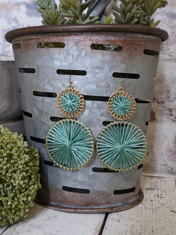 Gold & Turquoise Disc Earrings