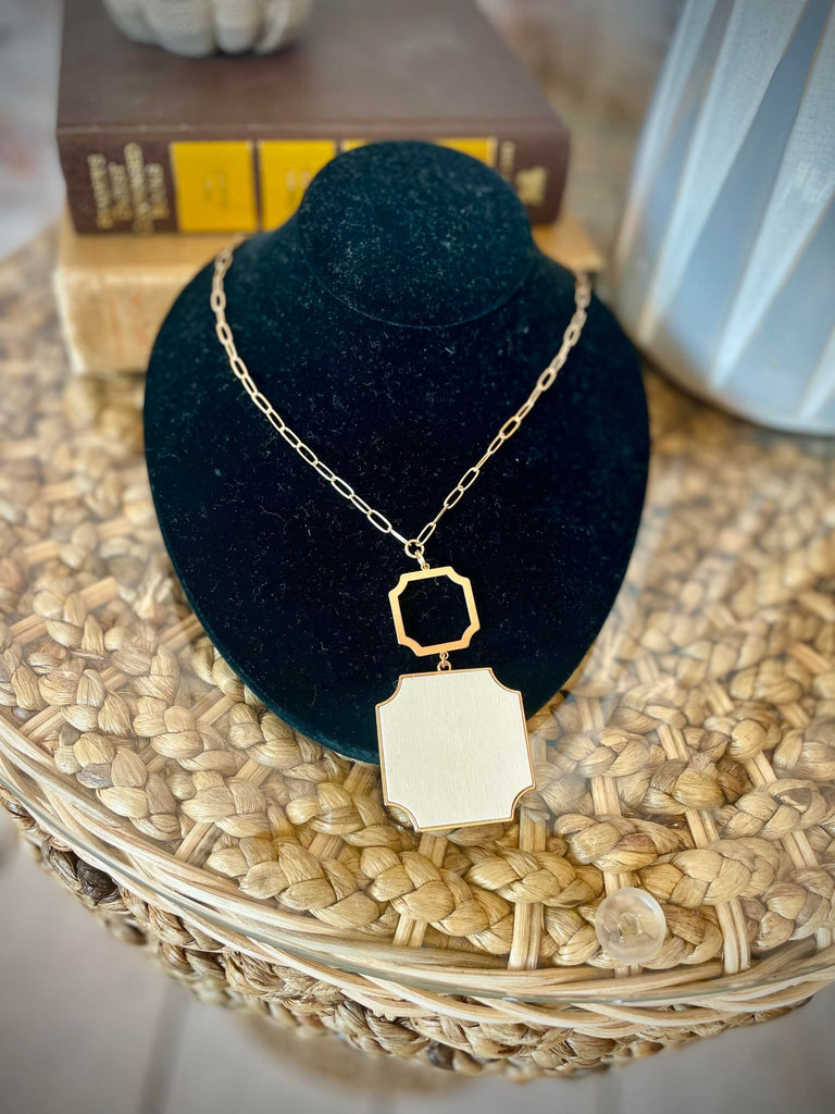 White Panel Long Necklace
