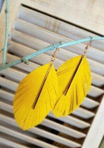 Yellow Leather Feather Earring Success
